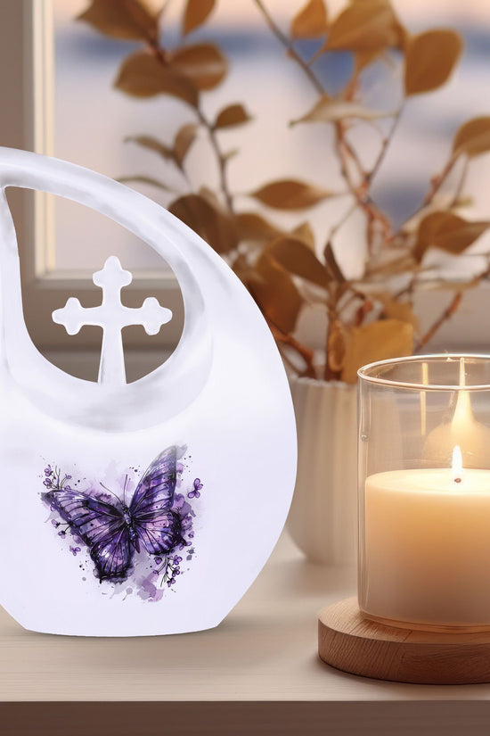 Purple Butterfly Urns For Ashes - Urns For Adult Female Small