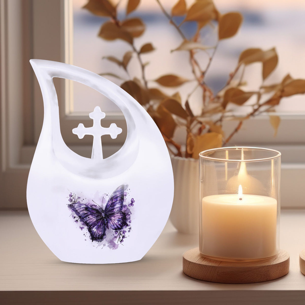 Purple Butterfly Urns For Ashes - Urns For Adult Female Small