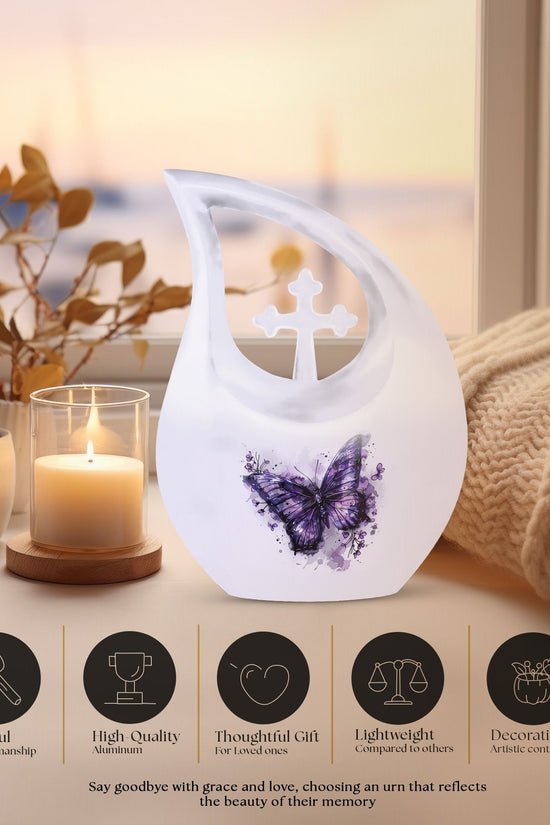 Purple Butterfly Urns For Ashes - Urns For Adult Female Small