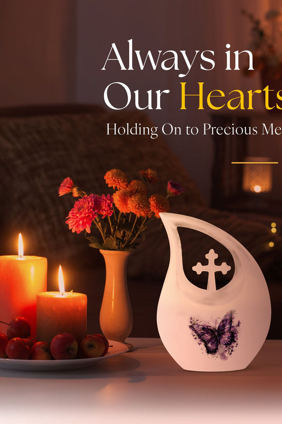 Purple Butterfly Urns For Ashes - Urns For Adult Female Small