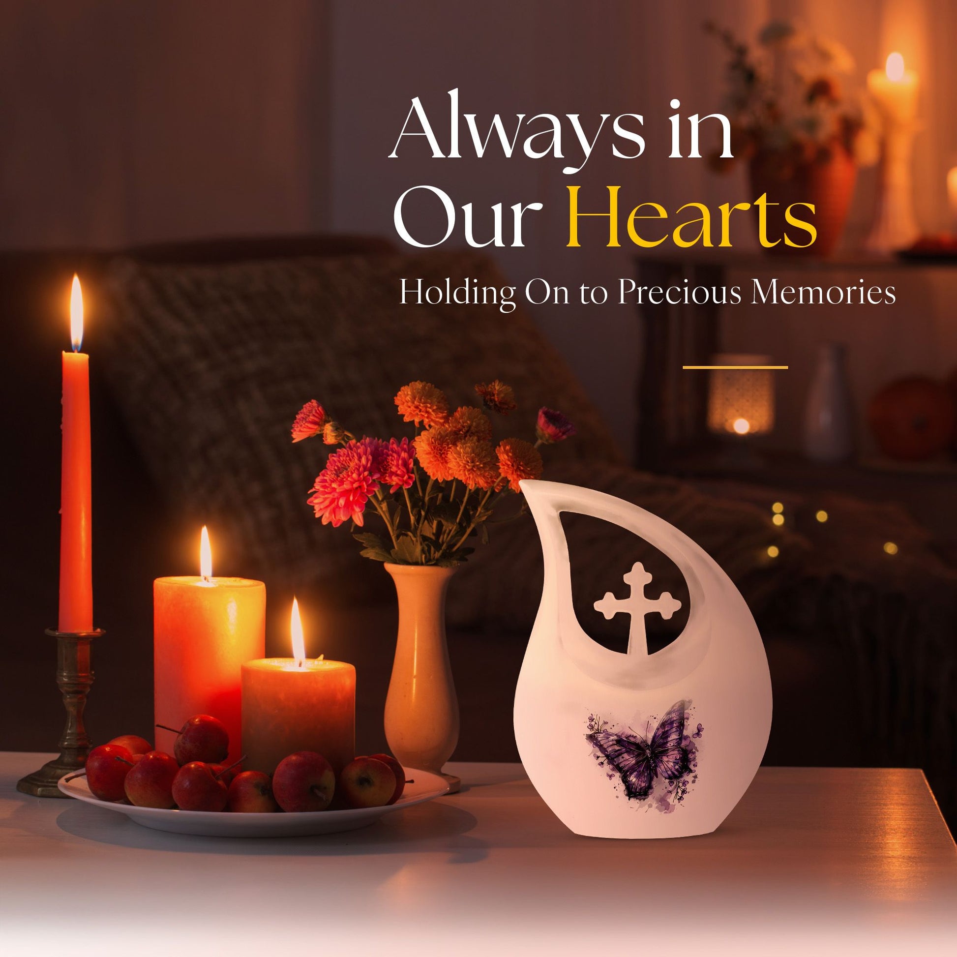Purple Butterfly Urns For Ashes - Urns For Adult Female Small