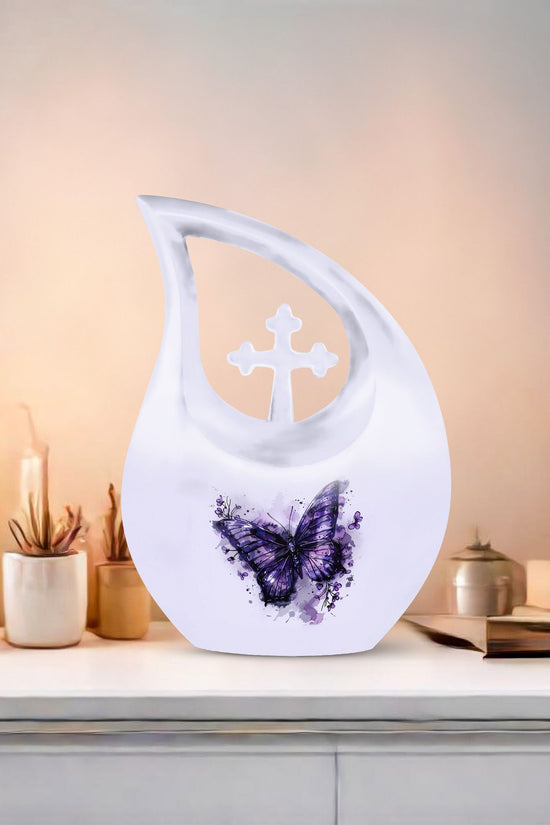 Purple Butterfly Urns For Ashes - Urns For Adult Female Small