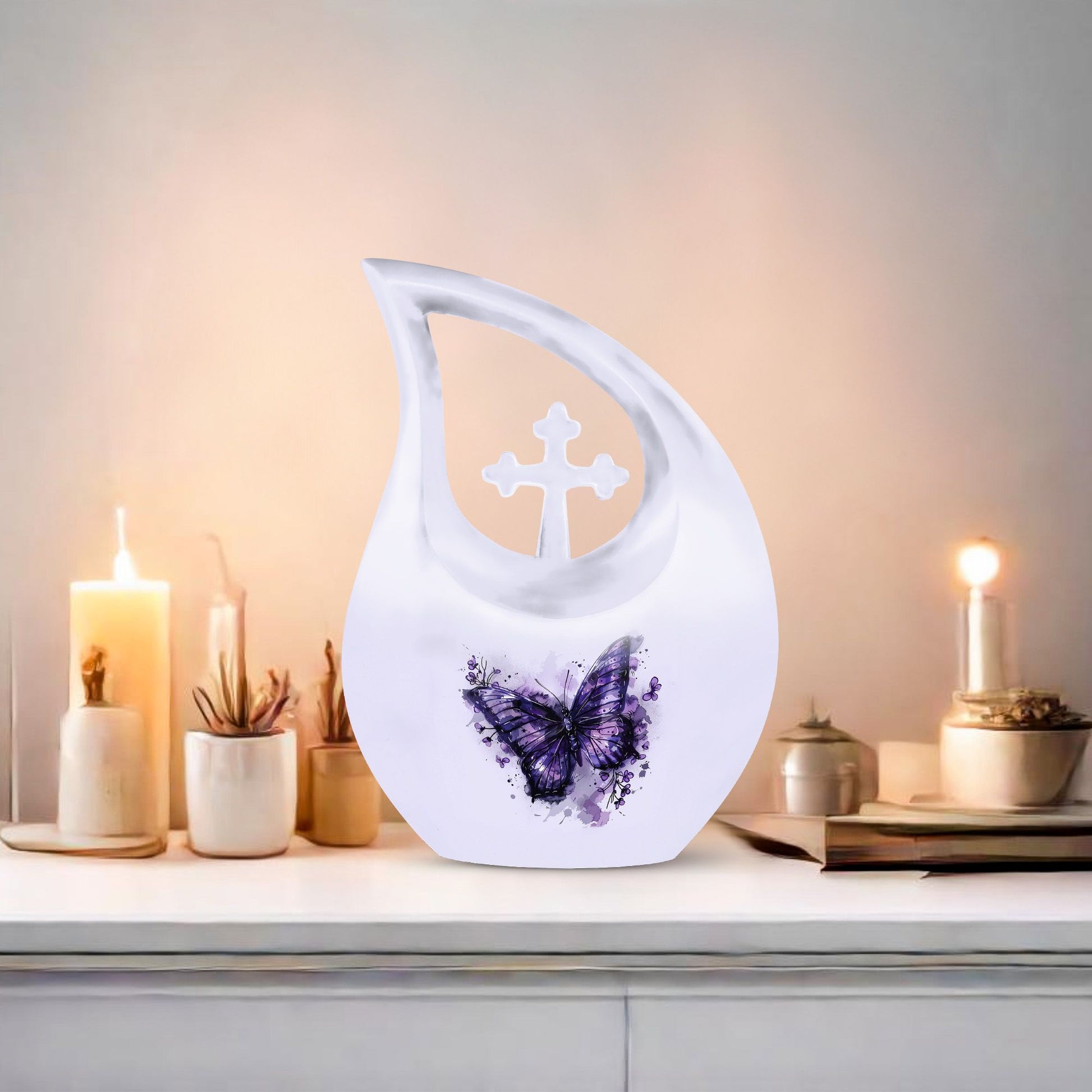 Purple Butterfly Urns For Ashes - Urns For Adult Female Small