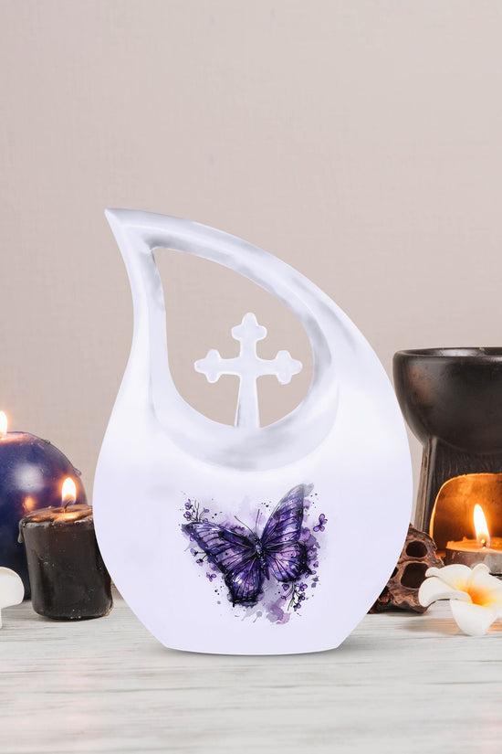 Purple Butterfly Urns For Ashes - Urns For Adult Female Small