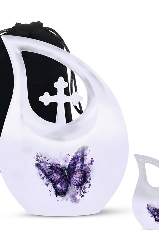 Purple Butterfly Urns For Ashes - Urns For Adult Female Small