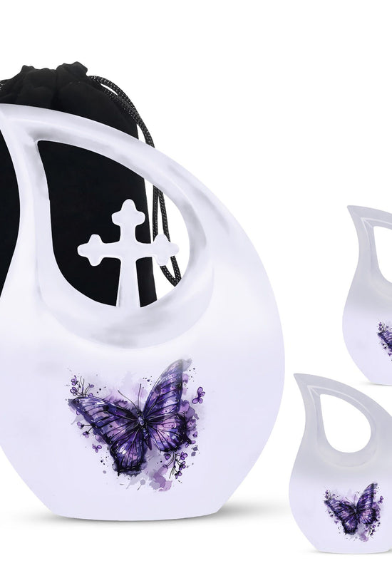 Purple Butterfly Urns For Ashes - Urns For Adult Female Small