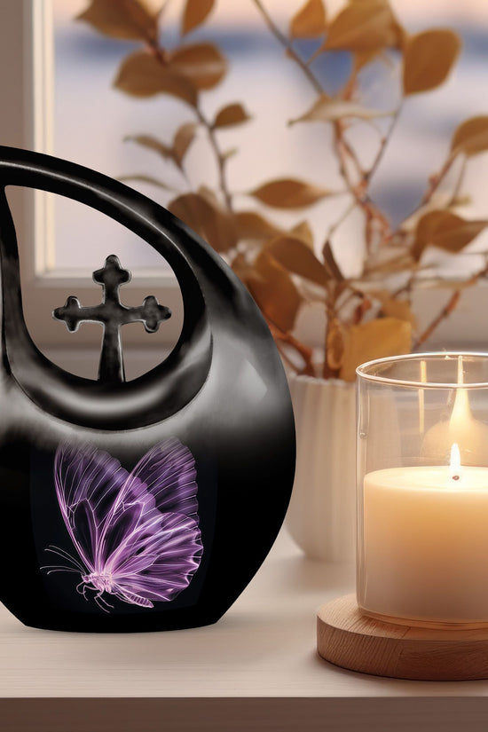 Purple Butterfly Urns For Ashes - Urns For Adult Male Dad