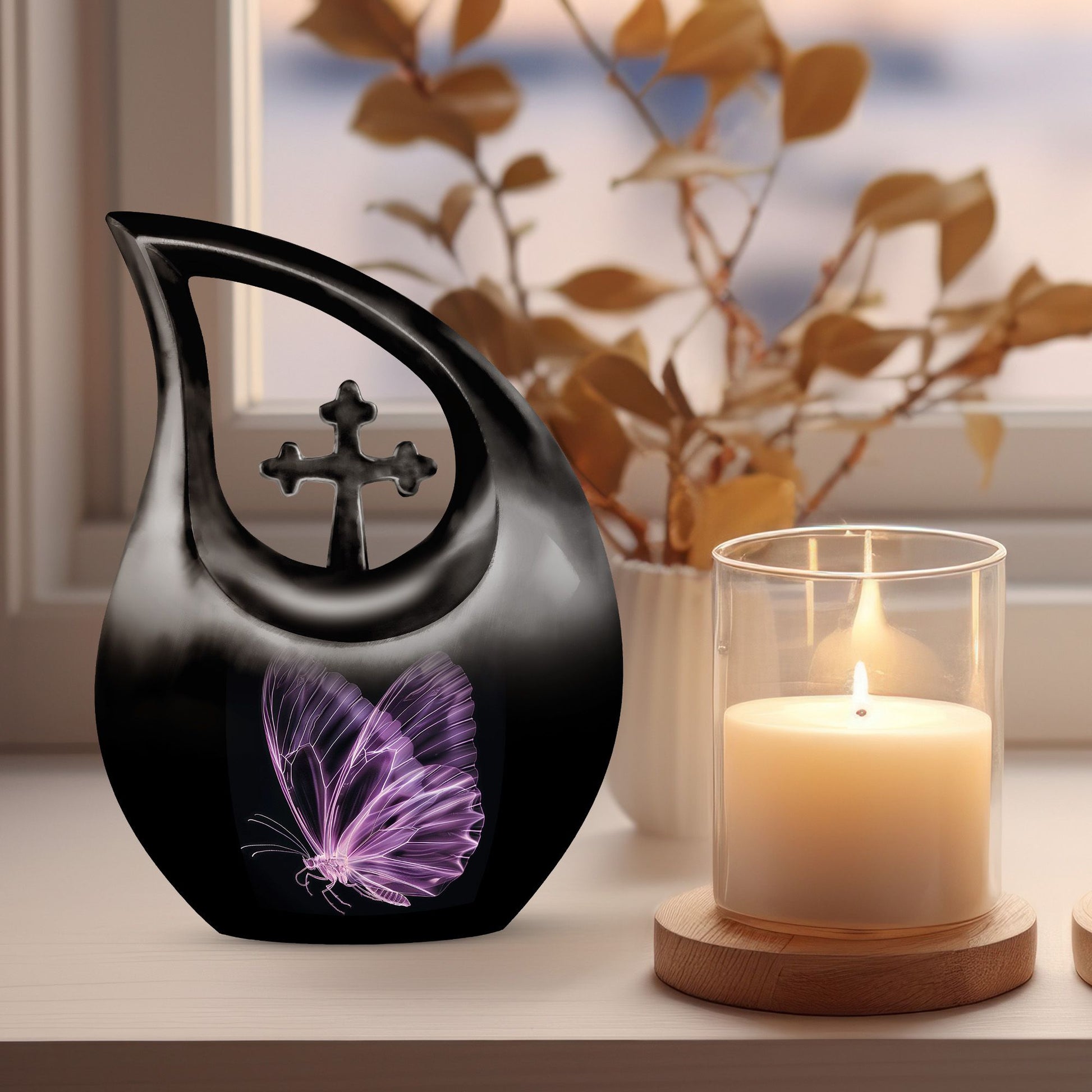 Purple Butterfly Urns For Ashes - Urns For Adult Male Dad