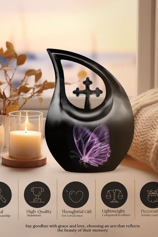Purple Butterfly Urns For Ashes - Urns For Adult Male Dad