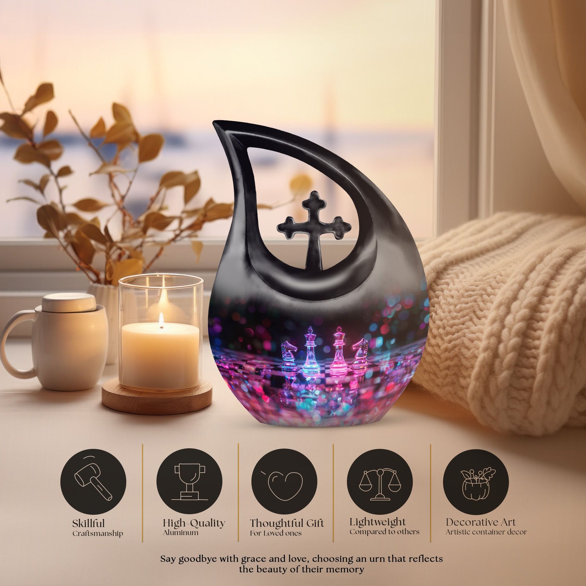 Chess Urns For Ashes - Cremation Urns Large & Small Combo