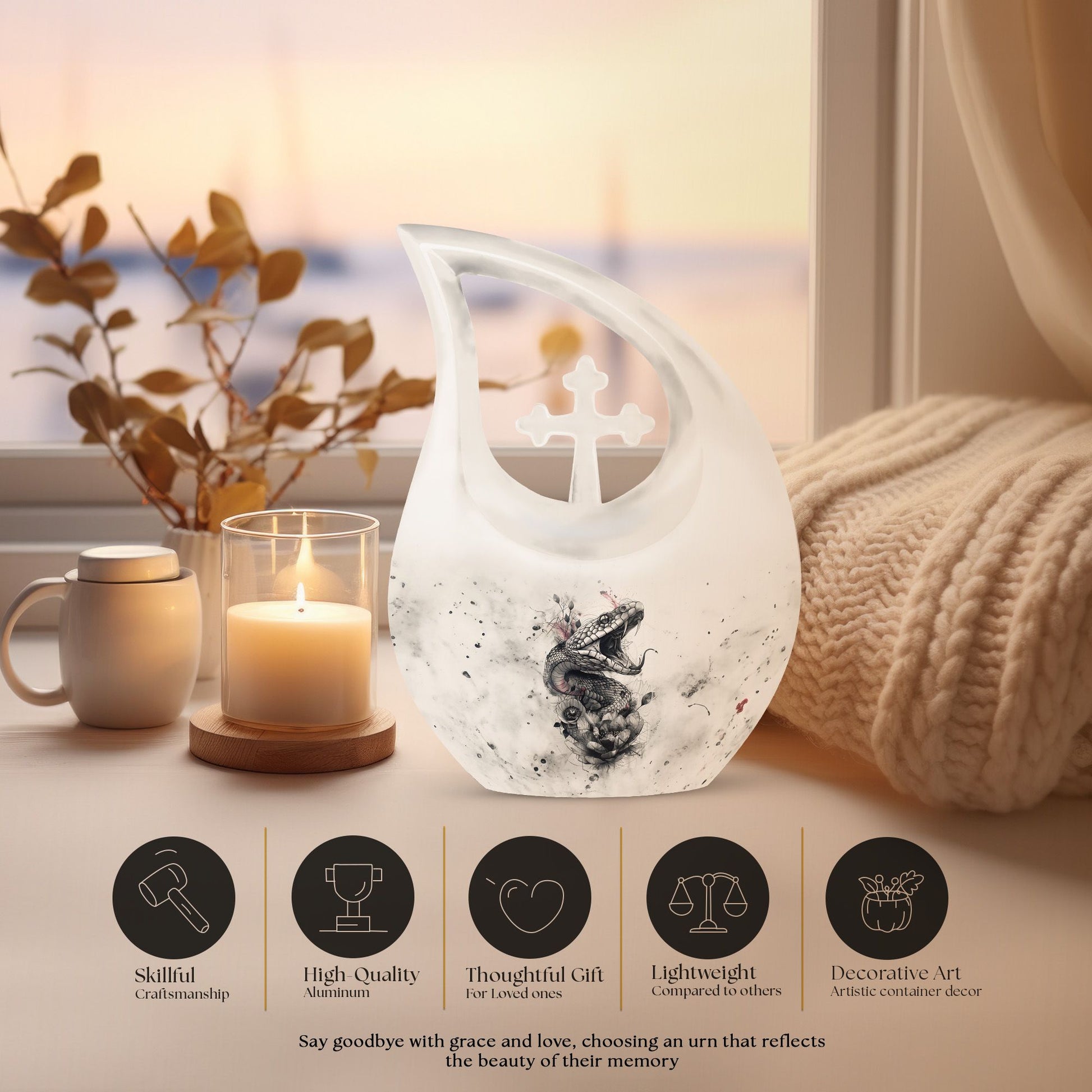 Snake Urns For Ashes - Cremation Keepsake Urns For Human Ashes Adult