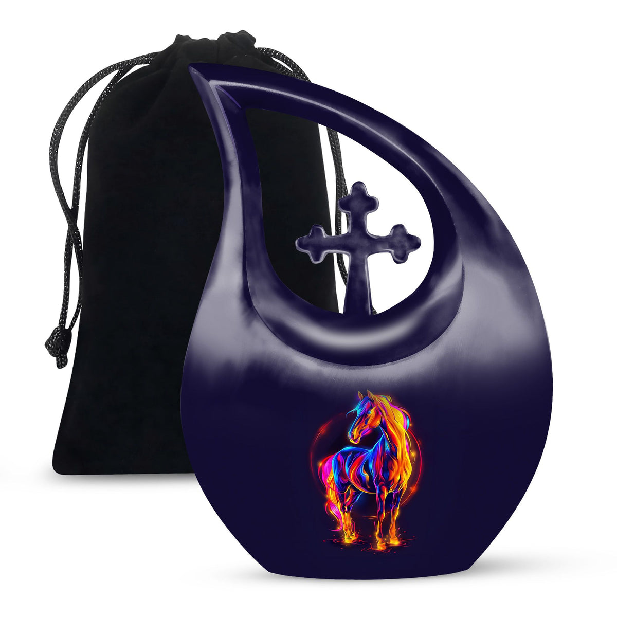 Horse Theme Cremation Urn - Colourful Memorial Urn For Human Ashes