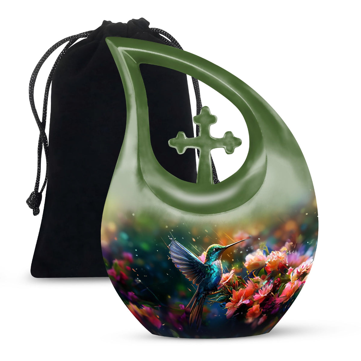 Peaceful Hummingbird Cremation Urn - Beautiful Burial Urn For Human Ashes