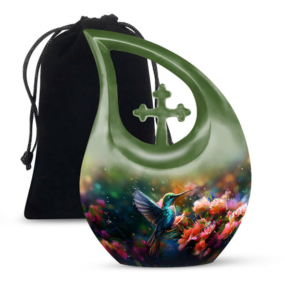 Peaceful Hummingbird Cremation Urn - Beautiful Burial Urn For Human Ashes