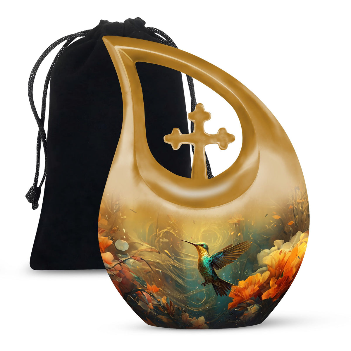 Peaceful Hummingbird Funeral Urn - Elegant Cremation Urn for Adults