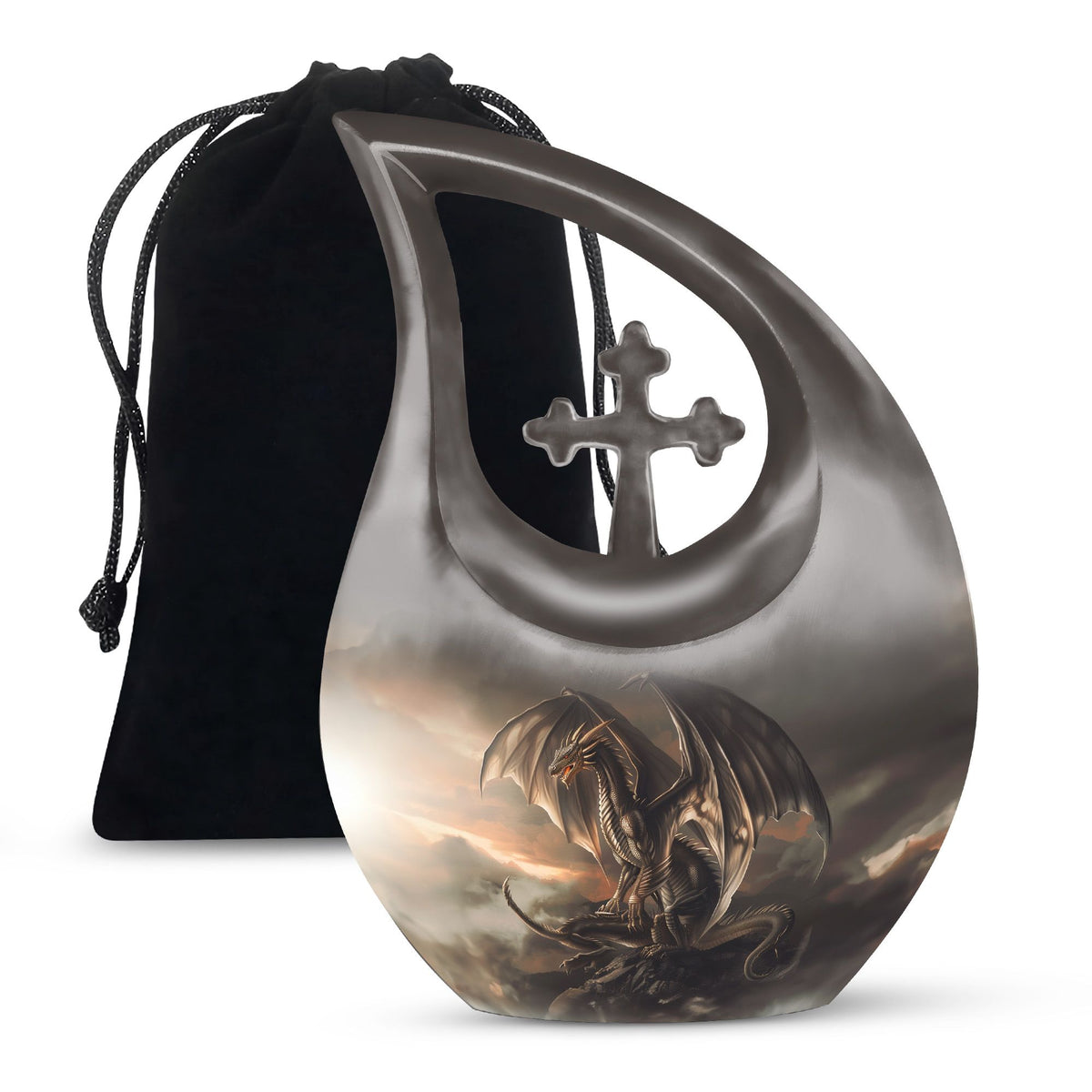 Dragon Storm Fantasy Memorial Urn - Artistic Aluminium Urn For Ashes