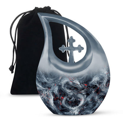 Midnight Fantasy Dragon Cremation Urn For Ashes – Black Memorial Urn