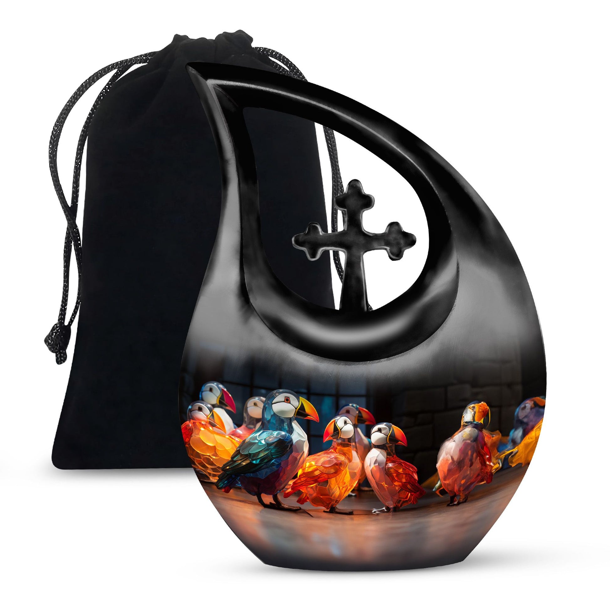 Puffin Bird Urns For Ashes - Urn Keepsake Combo Set