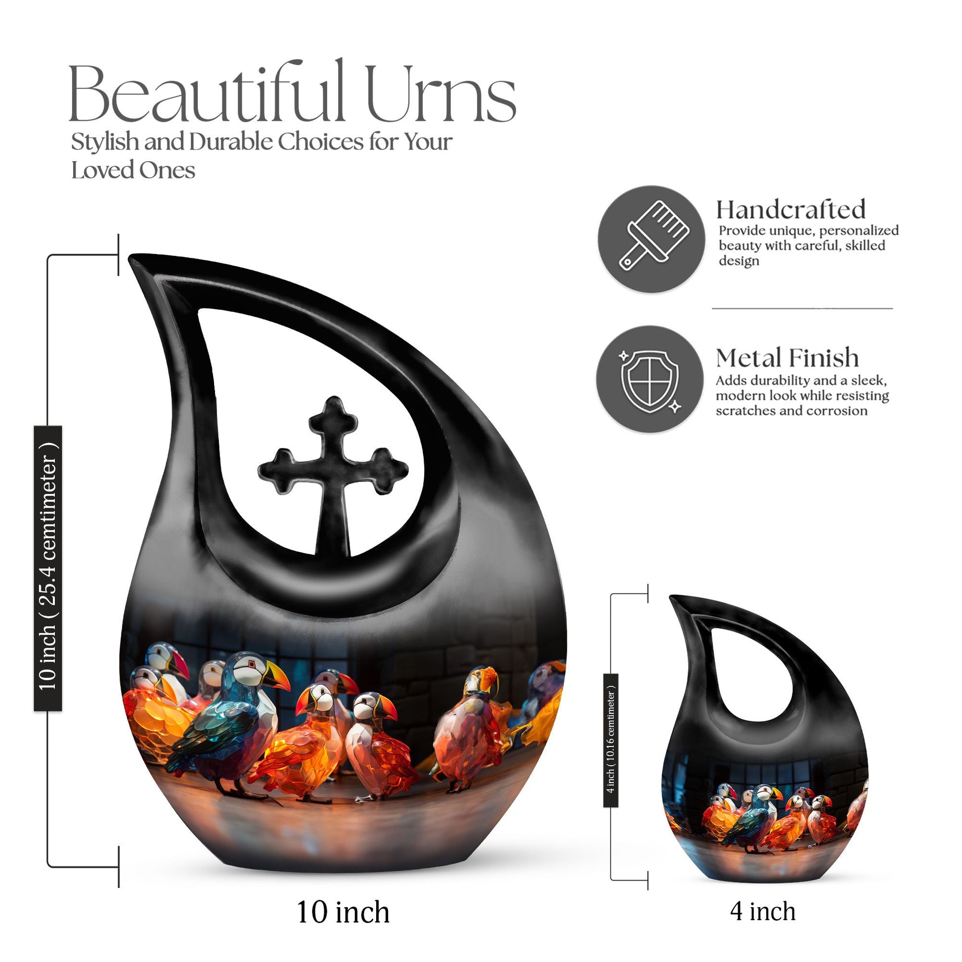 Puffin Bird Urns For Ashes - Urn Keepsake Combo Set