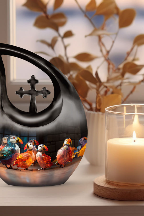 Puffin Bird Urns For Ashes - Urn Keepsake Combo Set