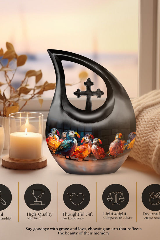 Puffin Bird Urns For Ashes - Urn Keepsake Combo Set