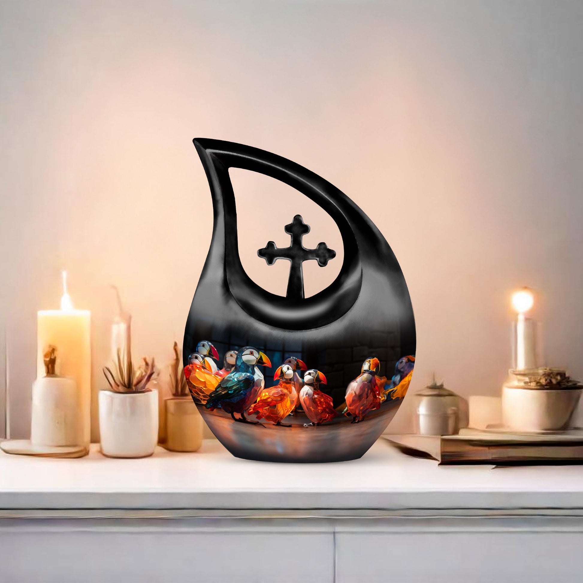 Puffin Bird Urns For Ashes - Urn Keepsake Combo Set