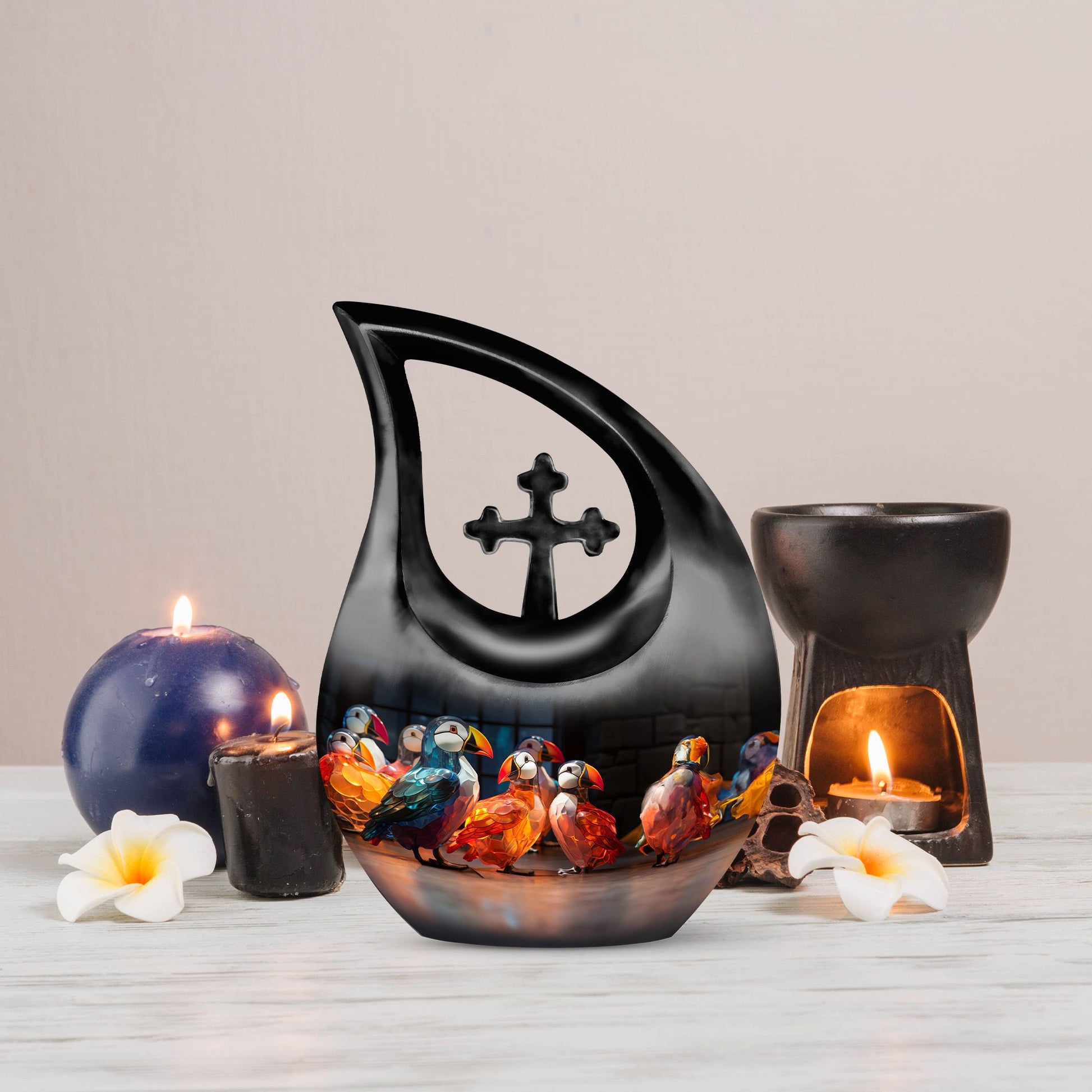 Puffin Bird Urns For Ashes - Urn Keepsake Combo Set