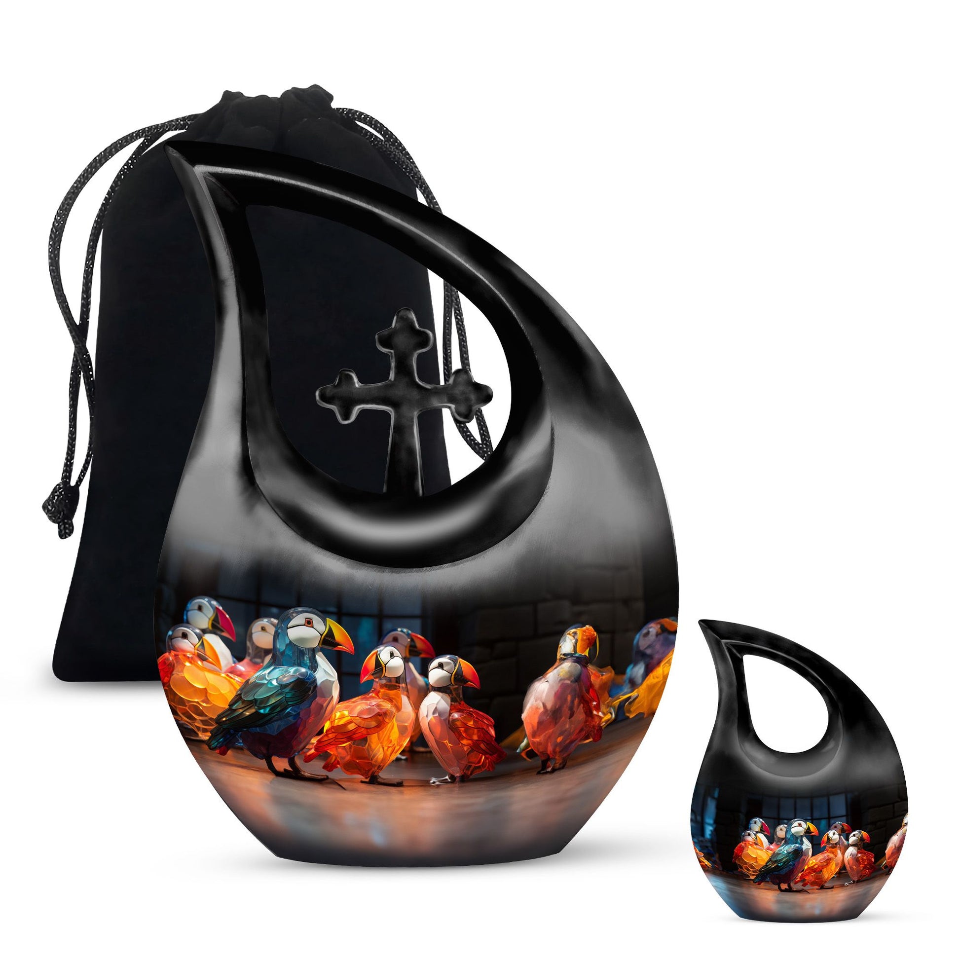 Puffin Bird Urns For Ashes - Urn Keepsake Combo Set