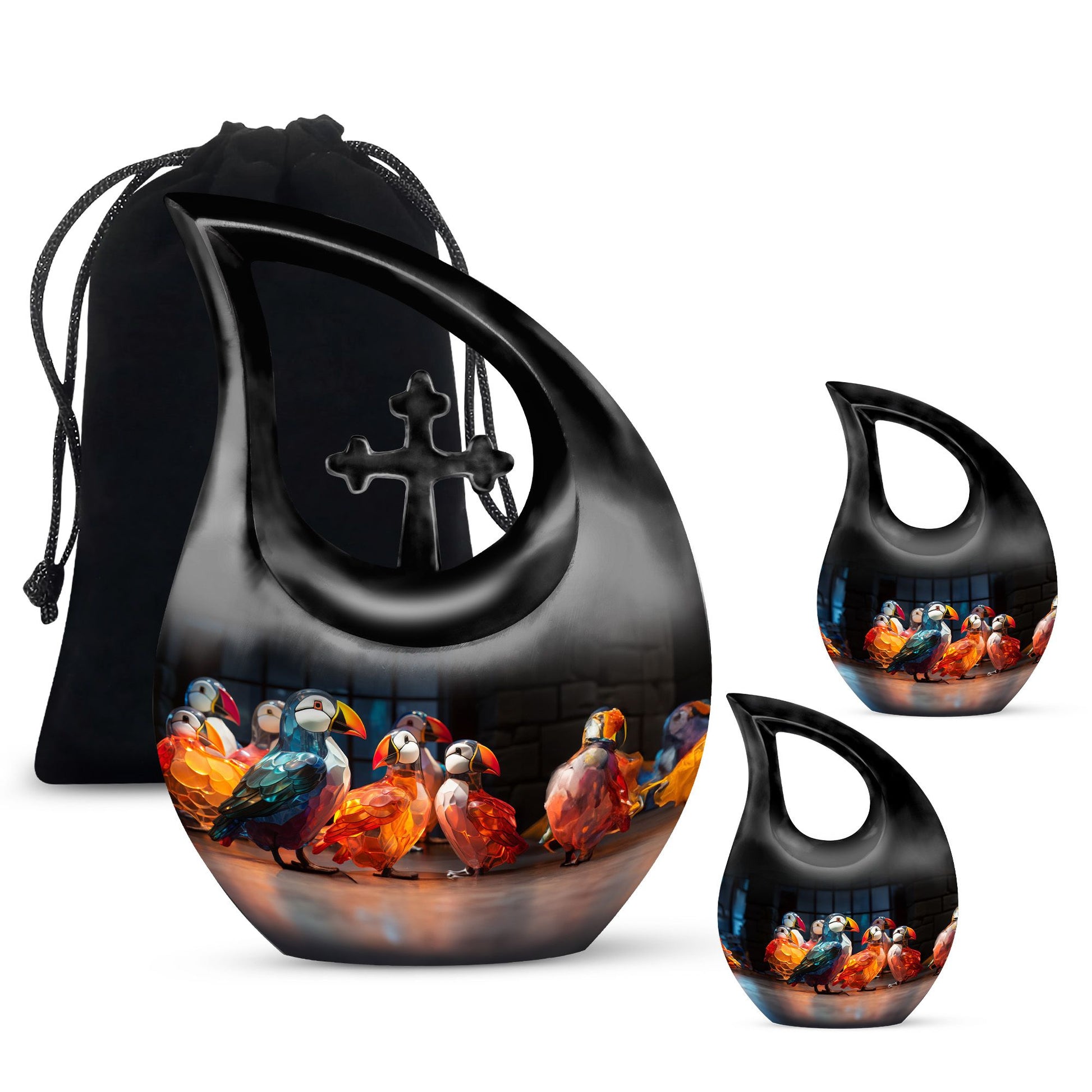 Puffin Bird Urns For Ashes - Urn Keepsake Combo Set