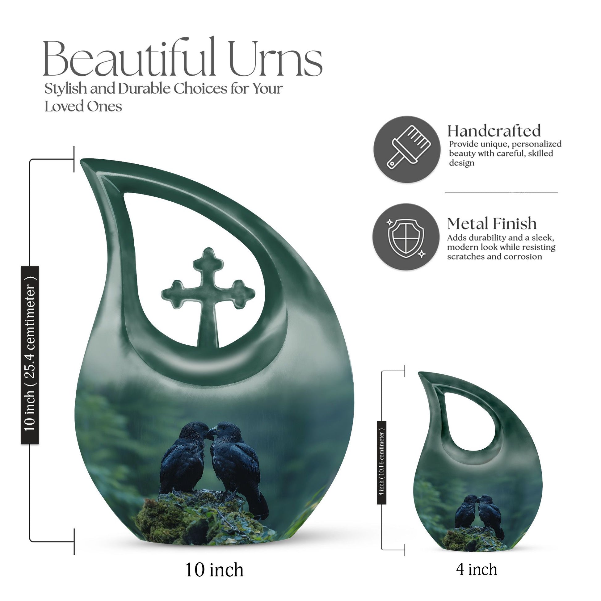 Crow Urns For Ashes - Burial Urns For Adult Human Ashes