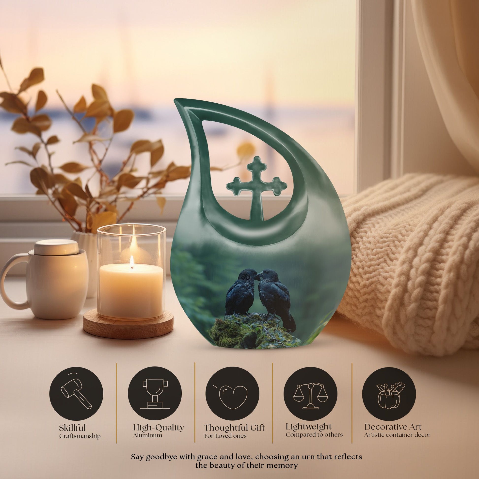 Crow Urns For Ashes - Burial Urns For Adult Human Ashes