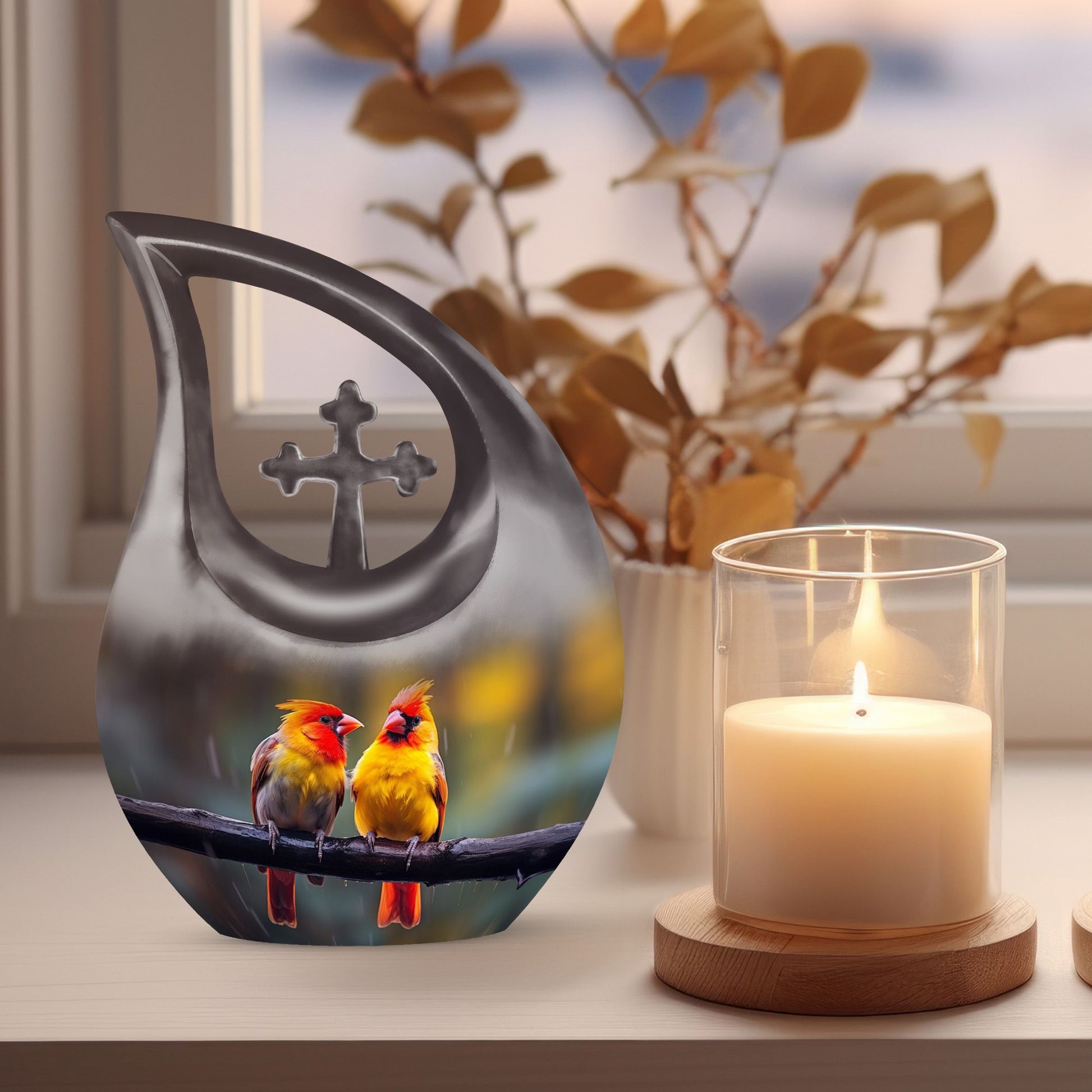 Cardinal Bird Urns For Ashes - Large Human Ashes Urn