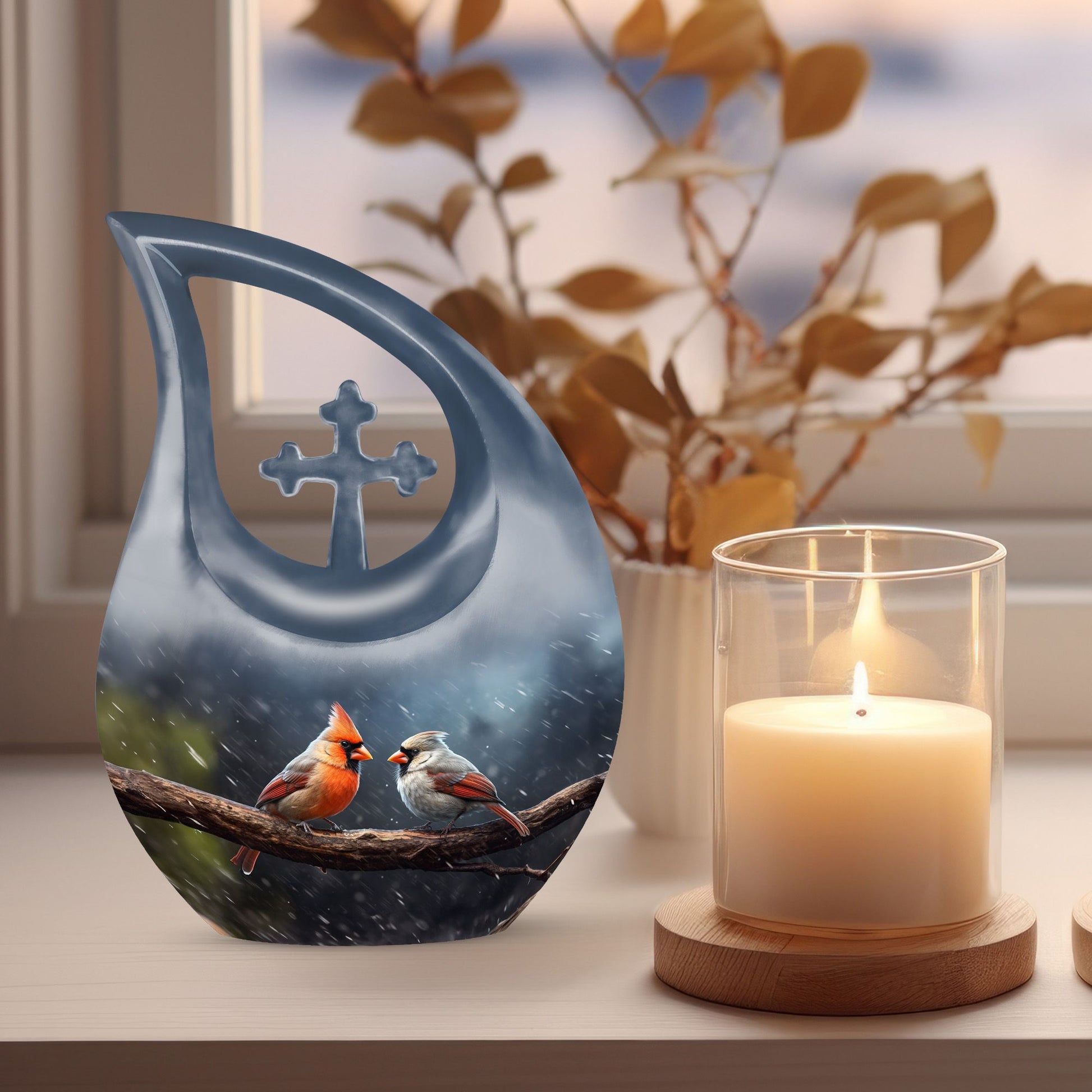 Cardinal Bird Urns For Ashes - Large Urn For Human Ashes
