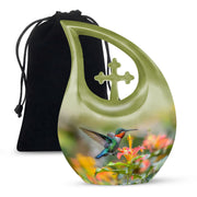 Colourful Hummingbird Memorial Urn - Beautiful Cremation Urn For Adult Ashes
