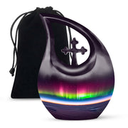 Aurora Borealis Night Memorial Urn - Beautiful Cremation Urn For Adults