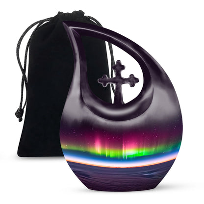 Aurora Borealis Night Memorial Urn - Beautiful Cremation Urn For Adults