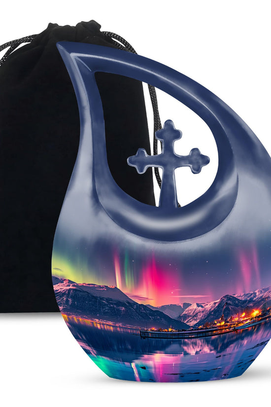 Aurora Borealis Funeral Urn - Northern Lights Memorial Urn For Human Ashes