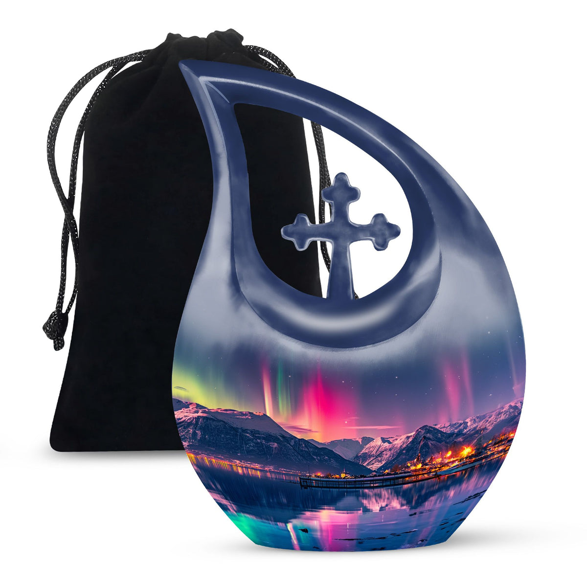 Aurora Borealis Funeral Urn - Northern Lights Memorial Urn For Human Ashes