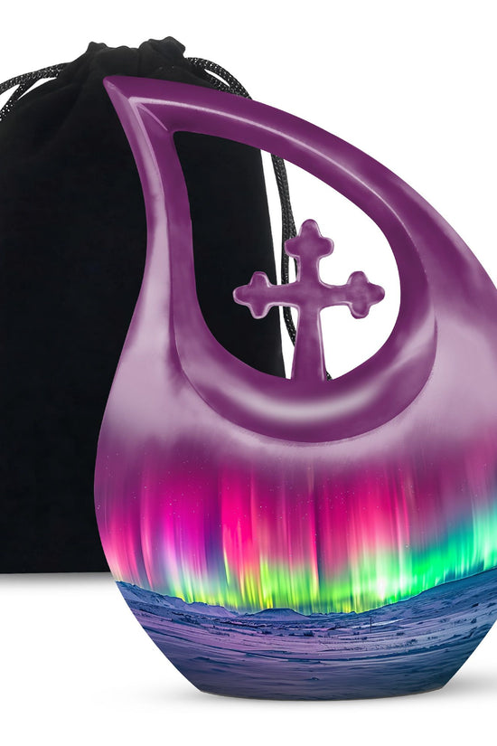 Mystic Northern Lights Urn For Ashes - Aurora Borealis Spiritual Urn