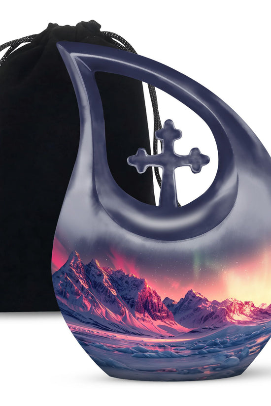 Aurora Snow Valley Urn For Ashes - Beautiful Sky Cremation Urn For Adults Ashes