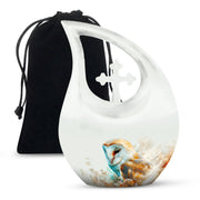 Artistic Owl Memorial Urn - White Aluminum Urn For Male & Female