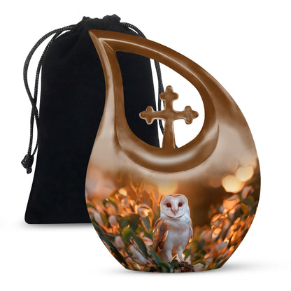 Sunset Barn Owl Cremation Urn – Nature Memorial Urn For Human Ashes