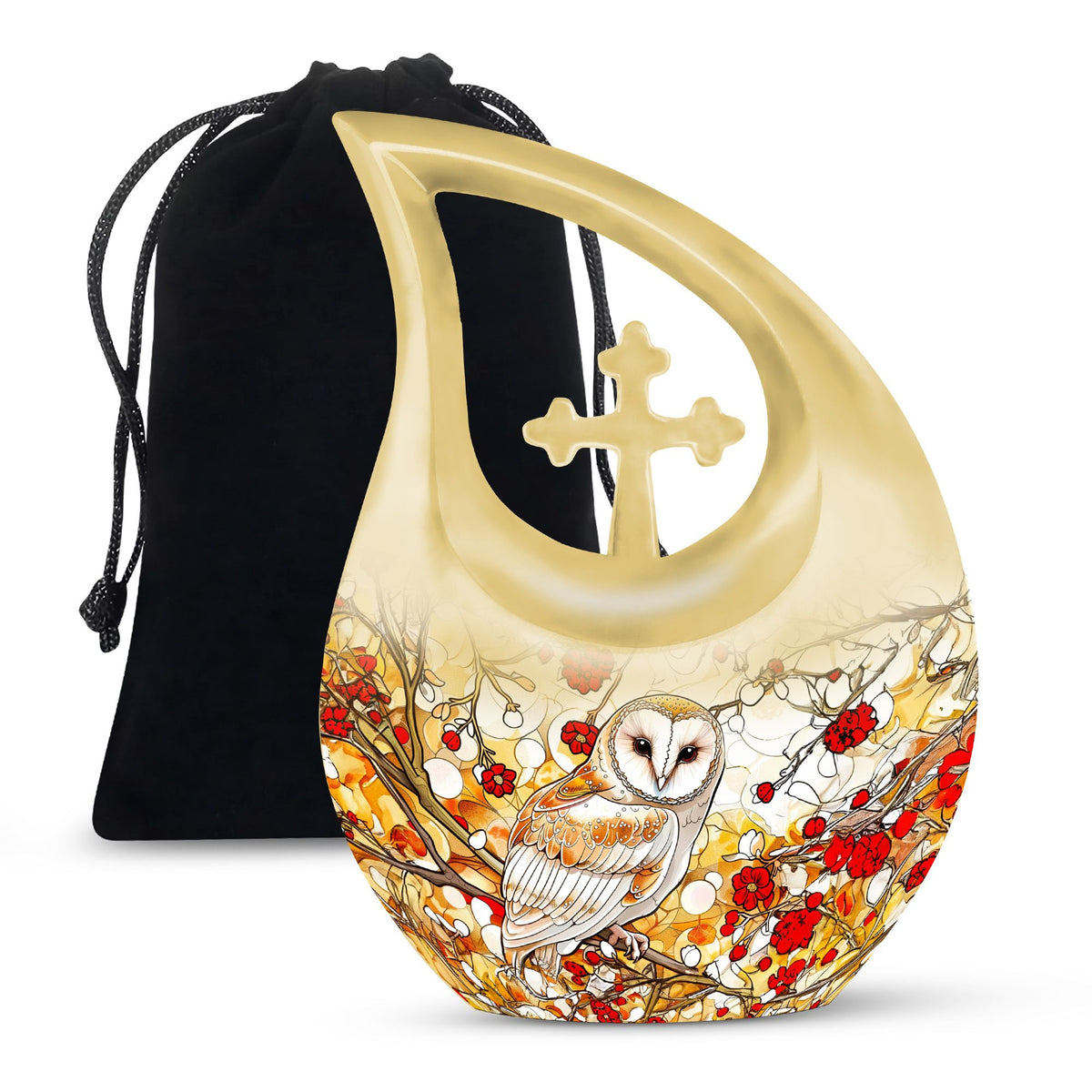 White Owl Funeral Urn – Artistic Cremation Urn For Adult Ashes