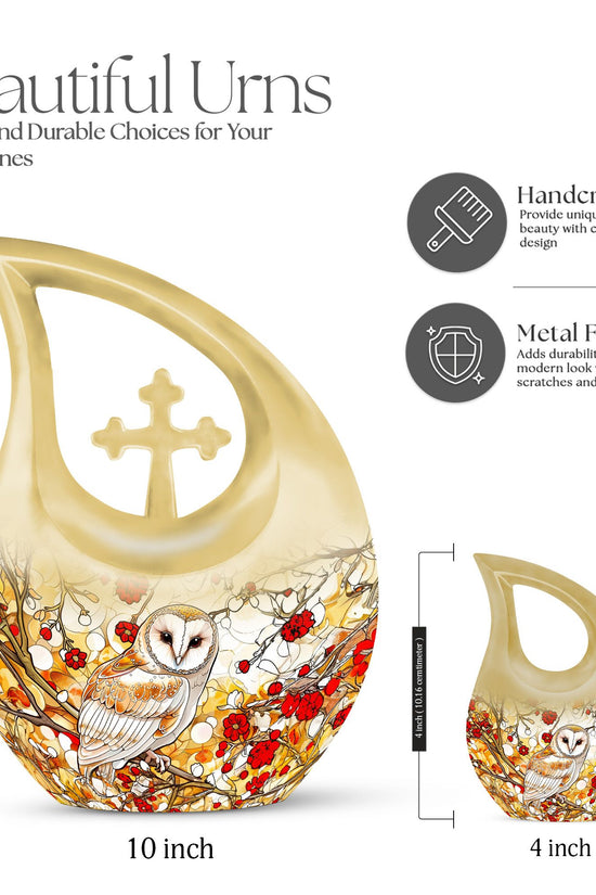Barn Owl Urns For Ashes - Large Decorative Urn For Human Ashes