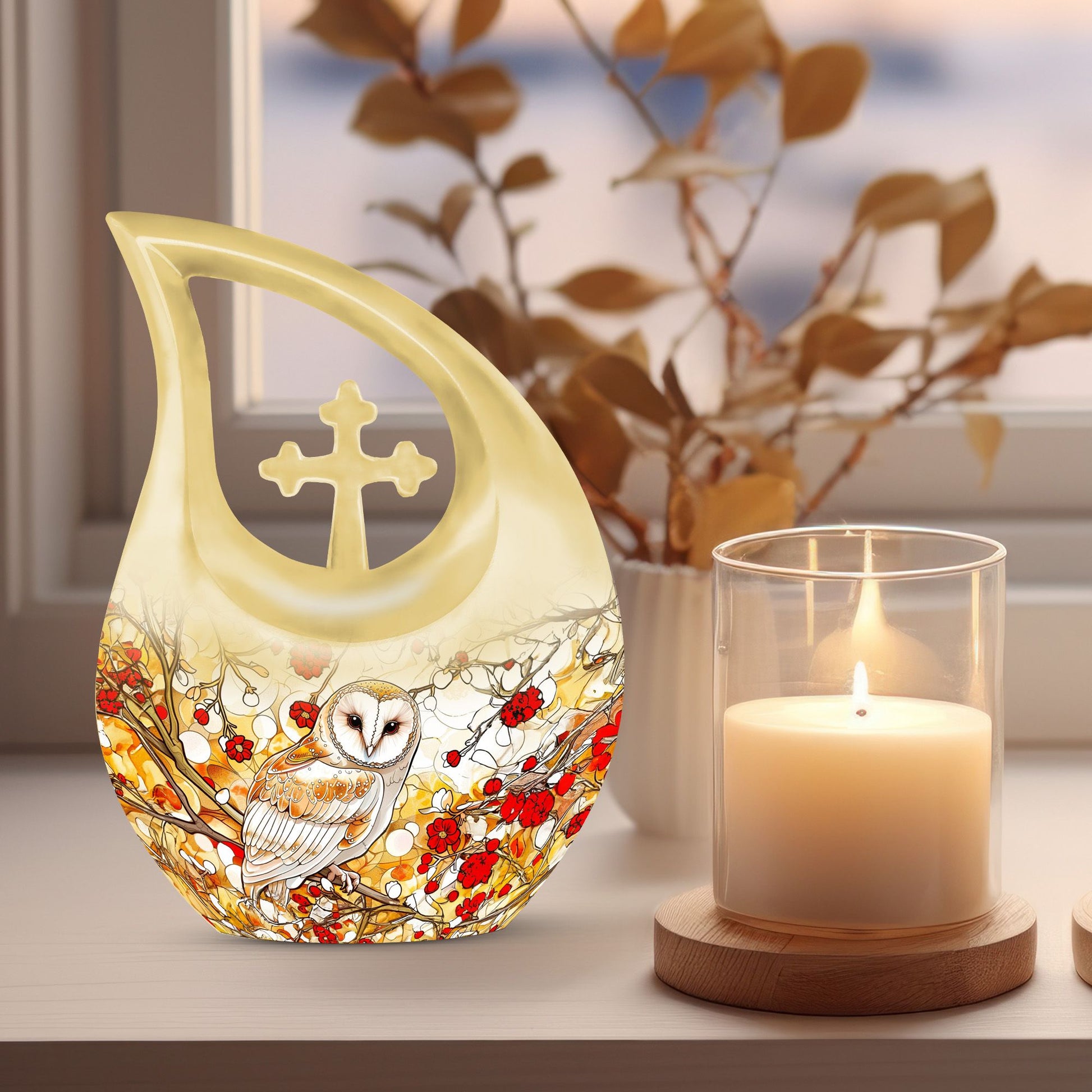 Barn Owl Urns For Ashes - Large Decorative Urn For Human Ashes