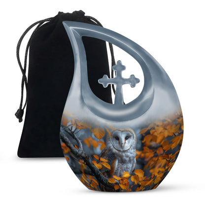 Autumn Owl Cremation Urn - Elegant Funeral Urn For Human Ashes