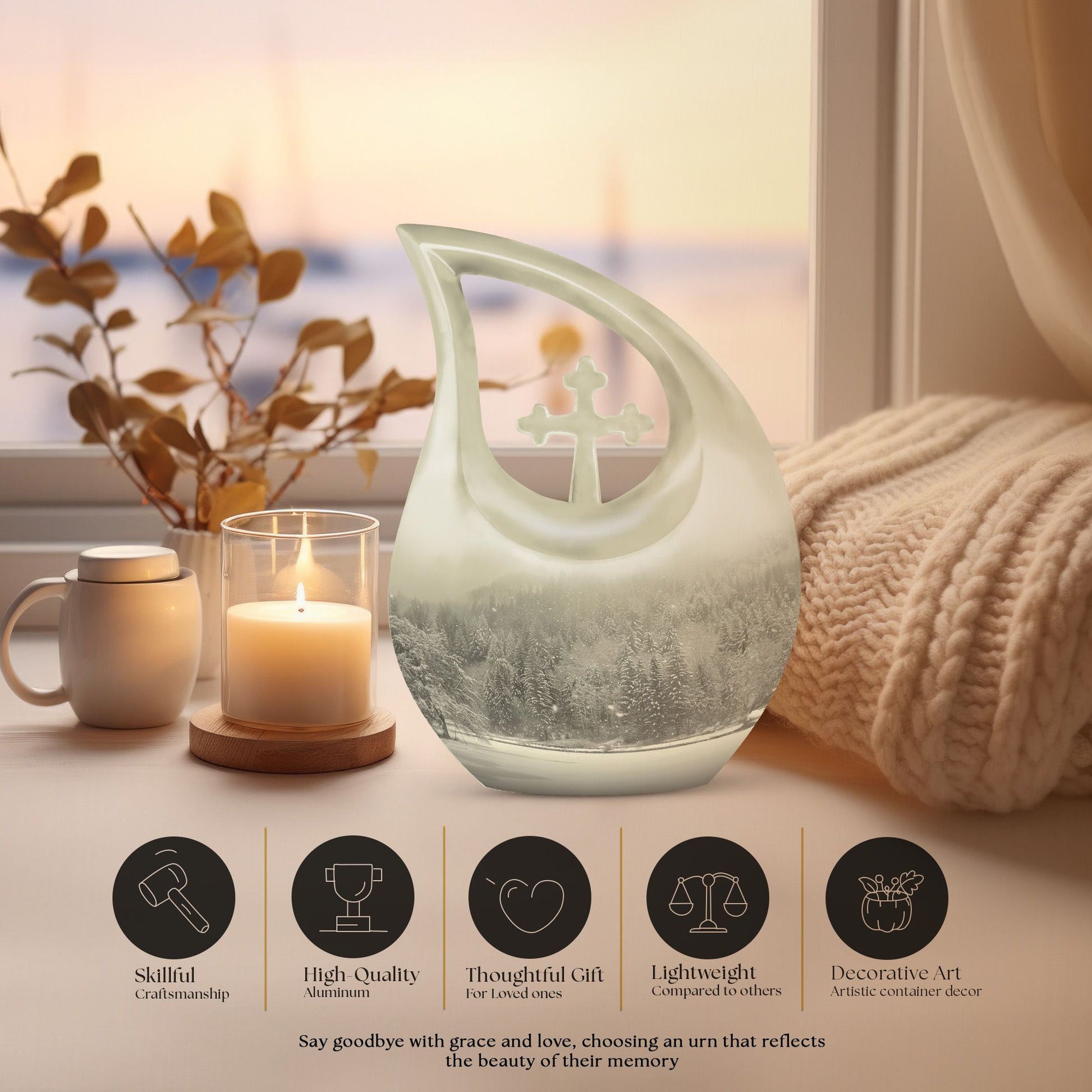 Mountain Winter Urns For Ashes - Adult Urns For Human Ashes Women