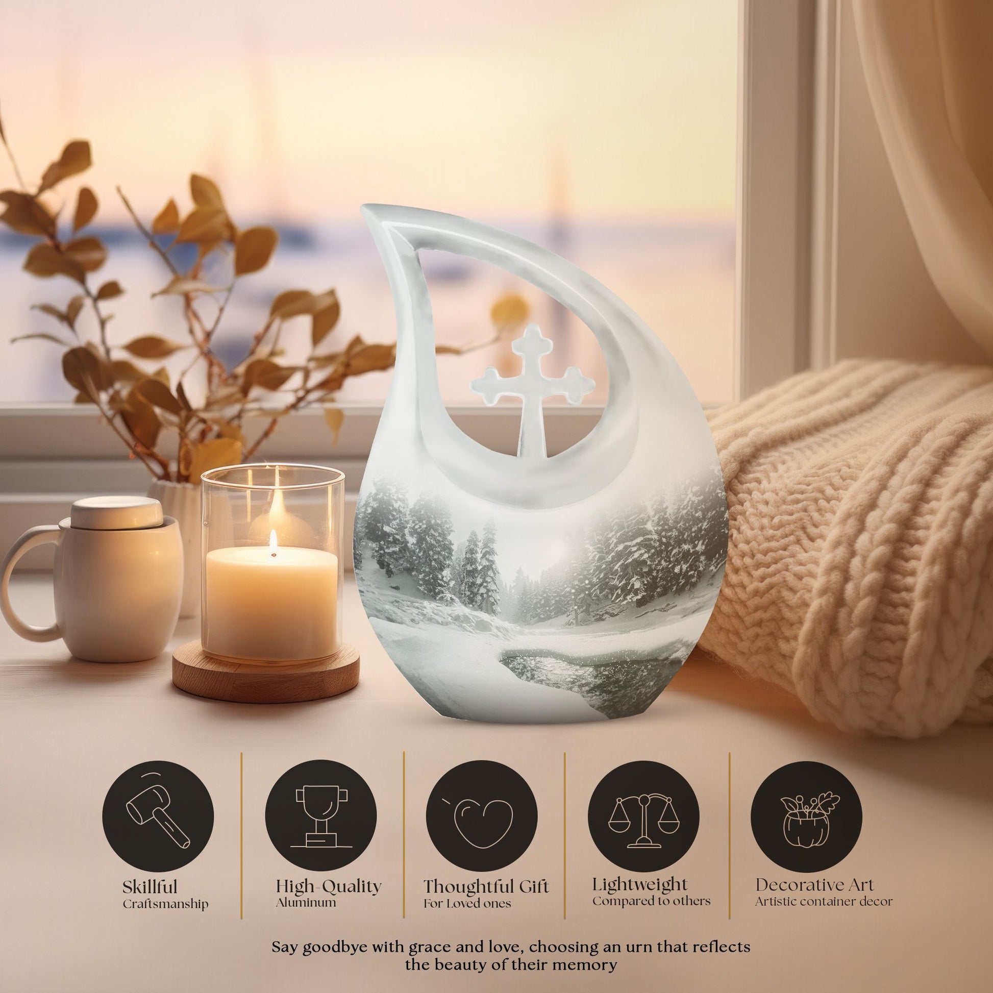 Mountain Winter Urns For Ashes - Mini Small Urns For Men