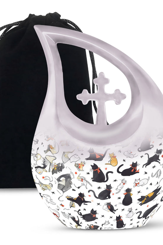 Cat Print Funeral Urn - Beautiful Pet Memorial Urn For Cat Ashes
