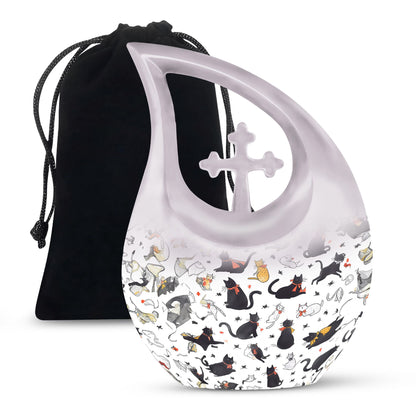 Cat Print Funeral Urn - Beautiful Pet Memorial Urn For Cat Ashes
